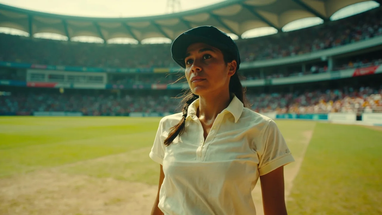 Samiha Konuganti Photos hero image showing wide stadium view at a women's cricket match